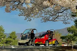 Tour image of Cute & Fun E-Car tour following guide around Lake Kawaguchiko