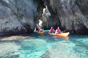 Tour image of Kayak tour from Sesimbra to Ribeira do Cavalo Beach, passing through the caves